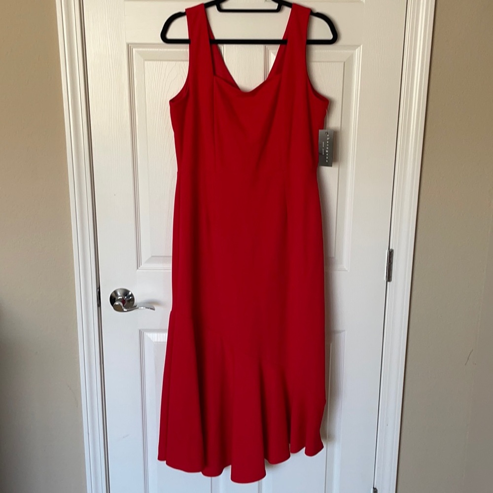 Red Crepe Asymmetrical Dress